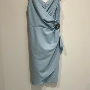 Elegant Blue Draped Dress